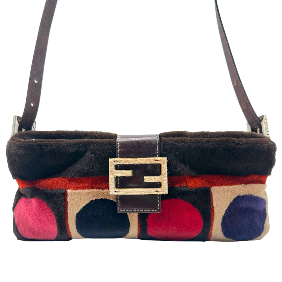 Fendi F/W 2000 Multicolor Geometric Fur Crossbody Baguette