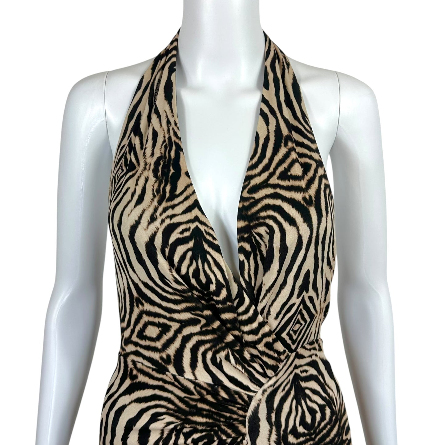 Roberto Cavalli 2006 Zebra Print Halter Mini Dress