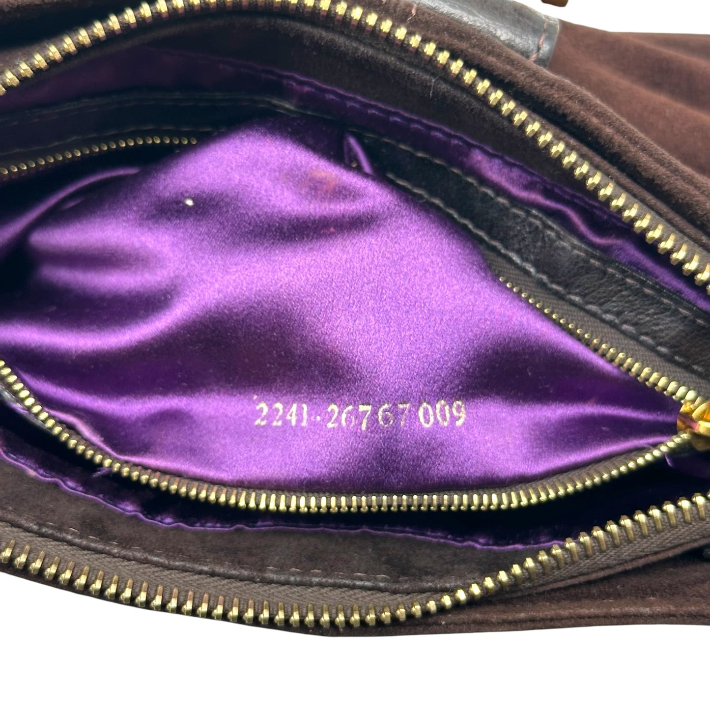 Fendi Brown Suede Small Shoulder Baguette Bag