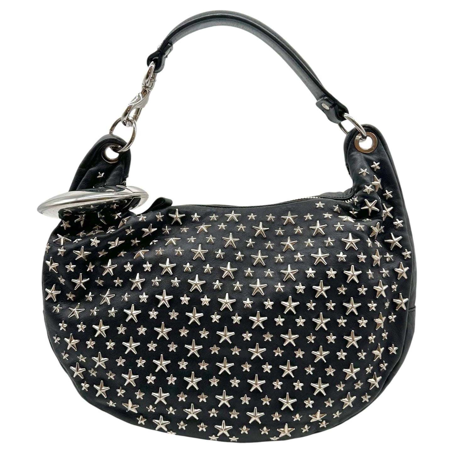 Jimmy Choo Black Leather Star Studded Hobo Bag