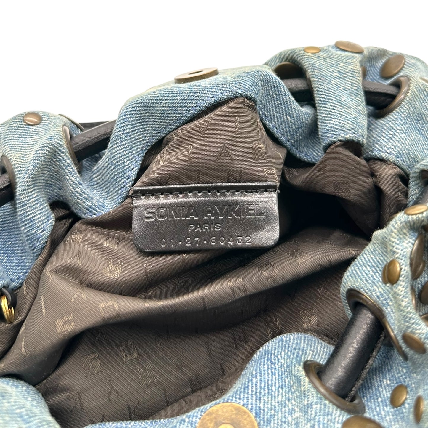 Sonia Rykiel Denim & Brass Studded Domino Bag