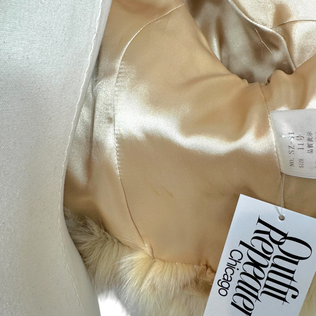 Vintage Biplane Cropped Ivory Fox Fur Coat