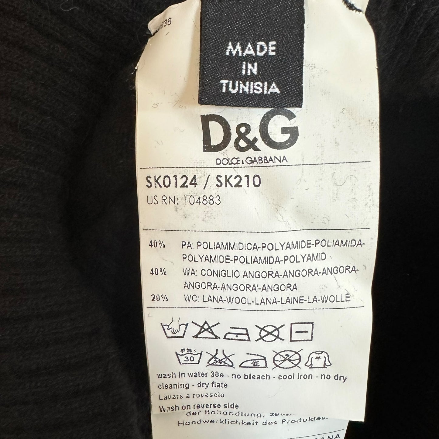 D&G Dolce & Gabbana Black Wool Knit Cropped Sweater Vest