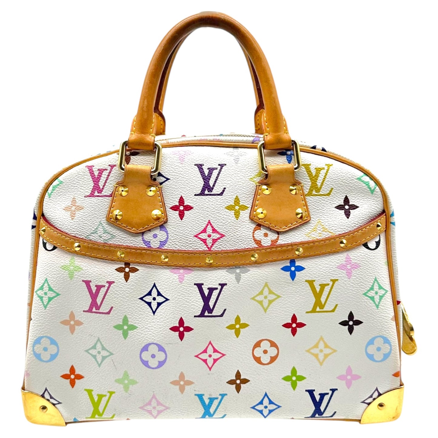 Louis Vuitton Trouville Handbag White Multicolor Murakami