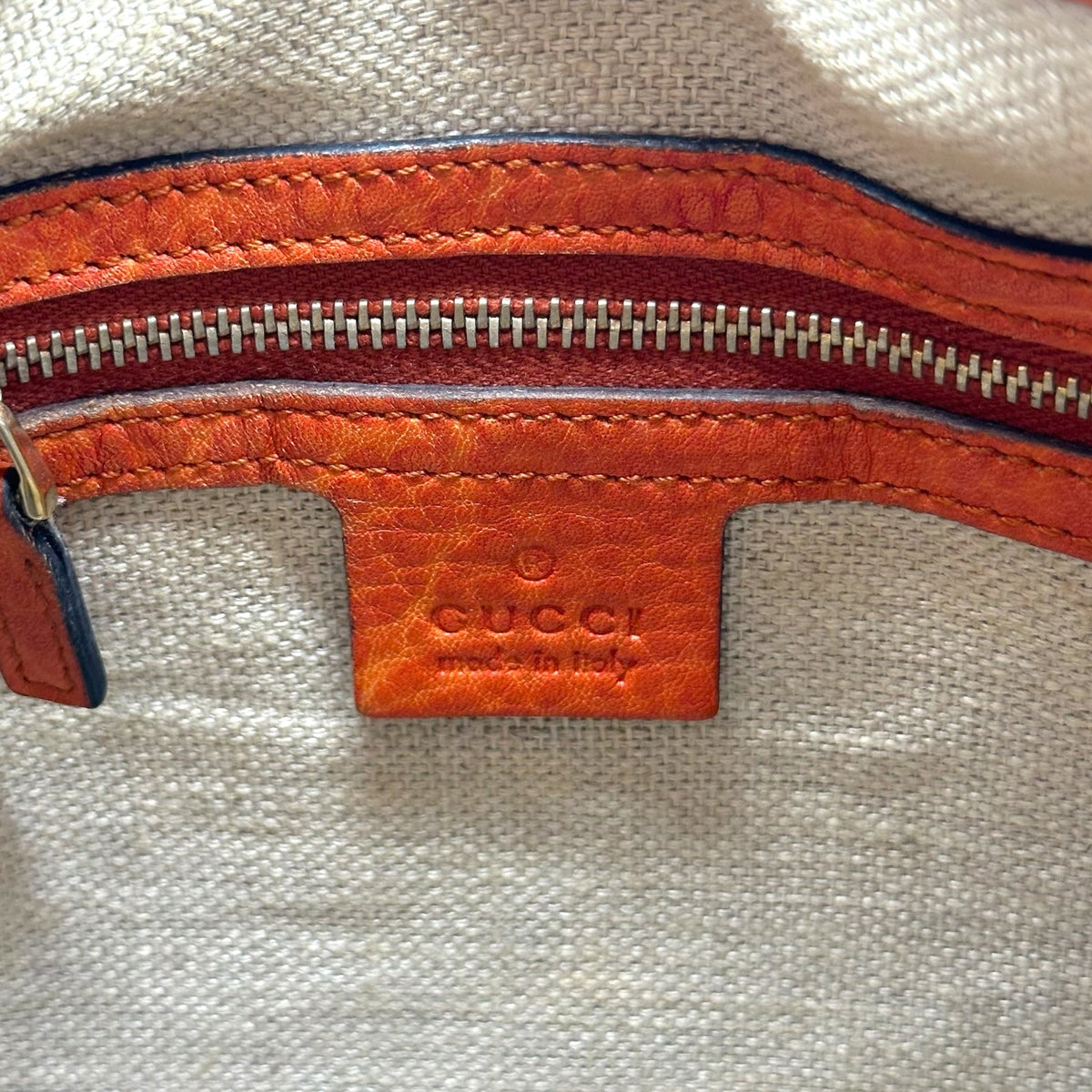 Gucci Burnt Orange & Tan Monogram New Jackie 2-Way Fringe Trim Shoulder Bag
