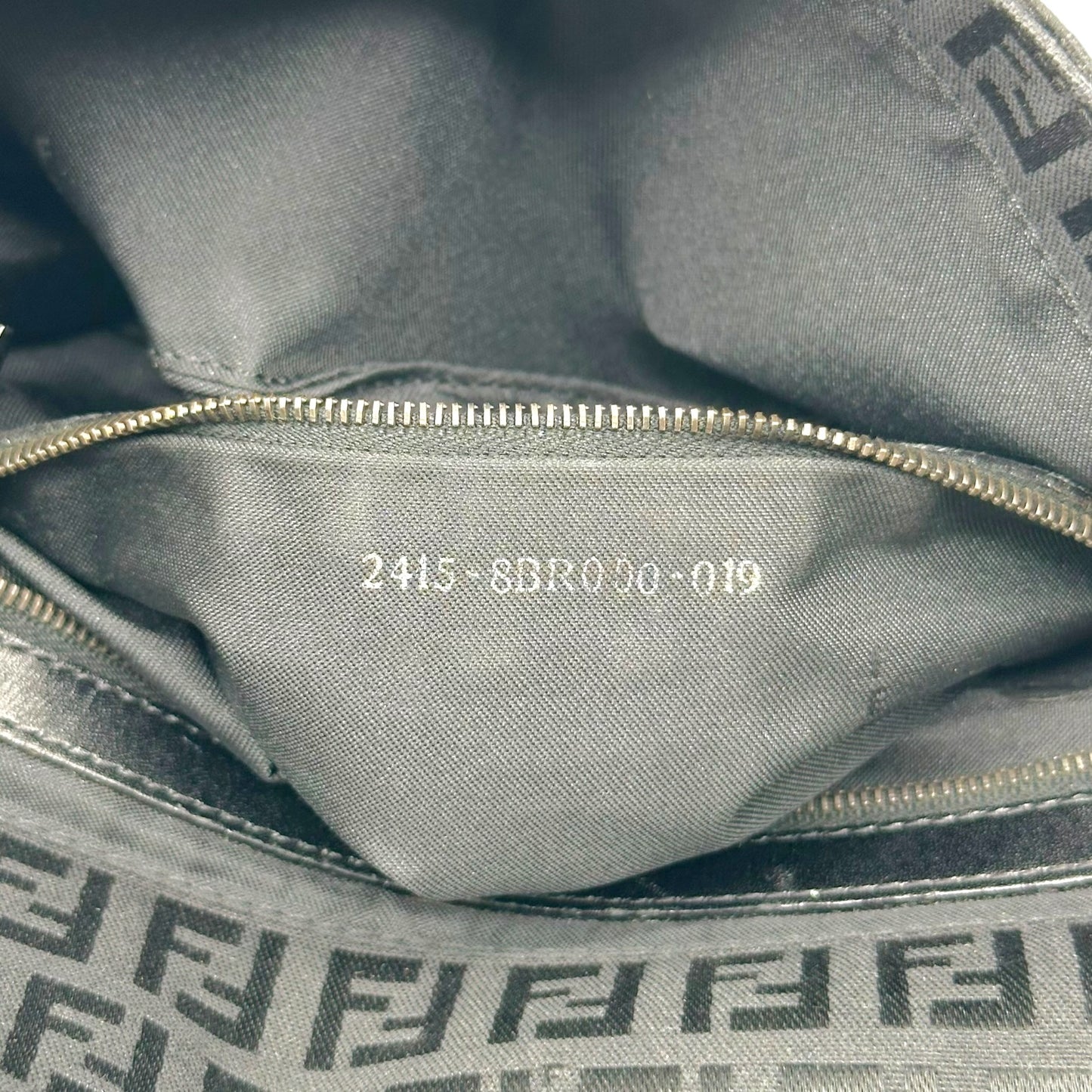 Fendi Black Zucchino Monogram Baguette Bag