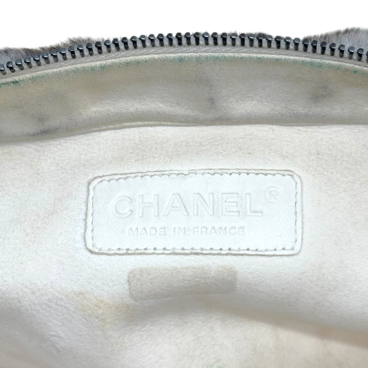 Chanel Small Flap Shoulder Bag Brown Gray Rabbit Fur