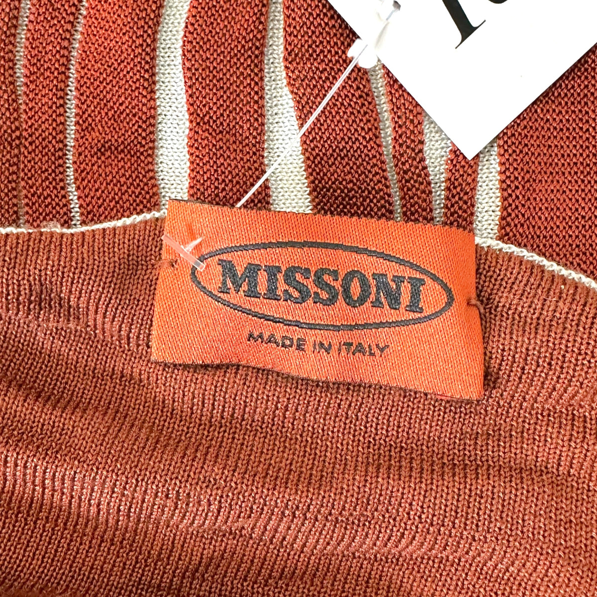 Missoni Knit Halter Tank Light Blue Rust Brown Striped
