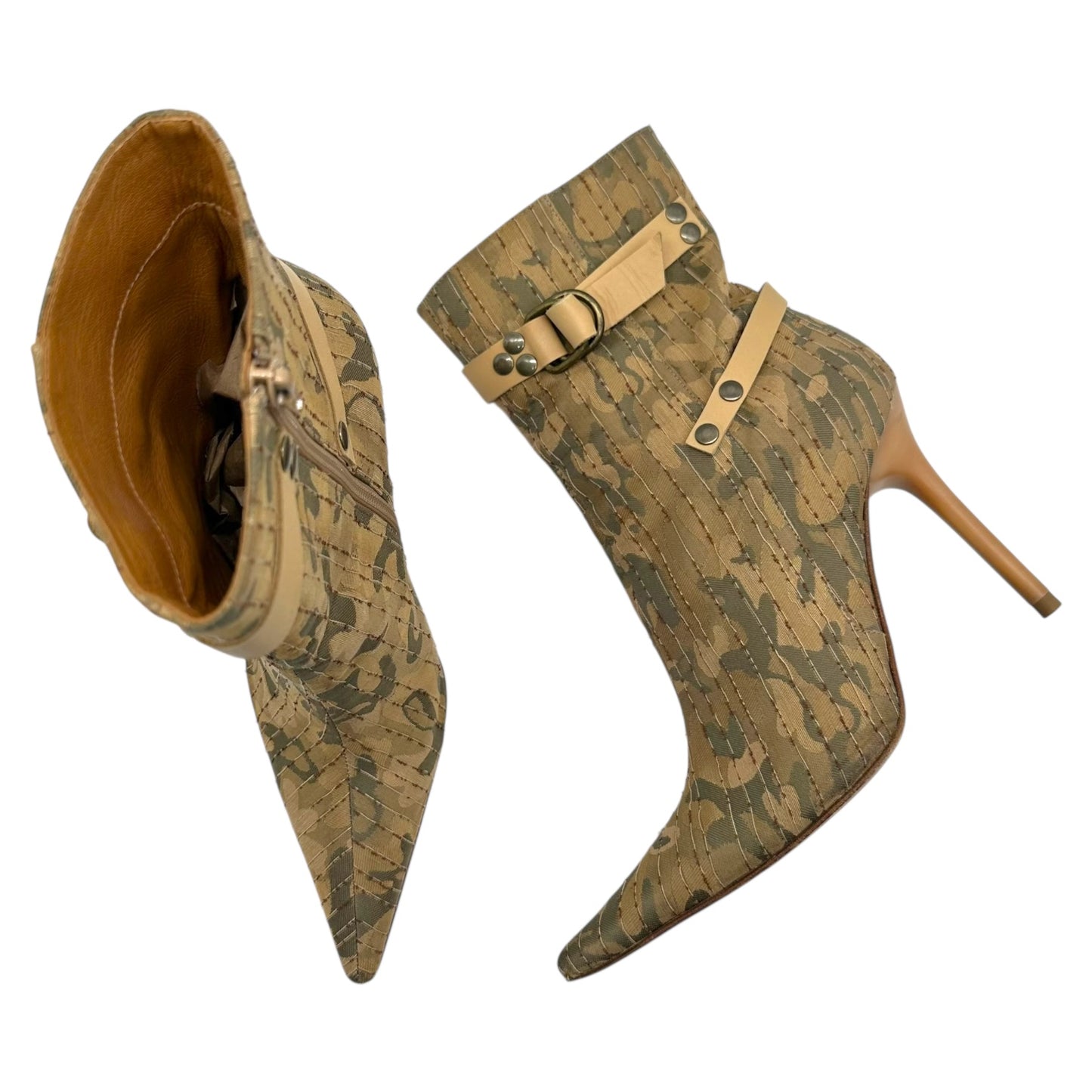 Casadei Camo Print Pointed Toe Heeled Boots