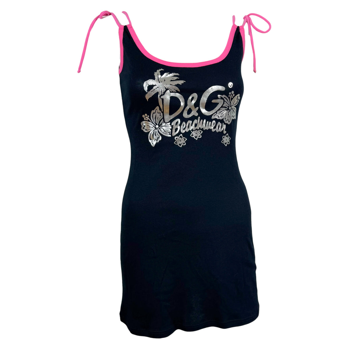 Dolce & Gabbana Pink Black Metallic Logo Mini Dress