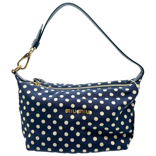 Miu Miu Polka Dot Print Pochette Bag Navy Blue White