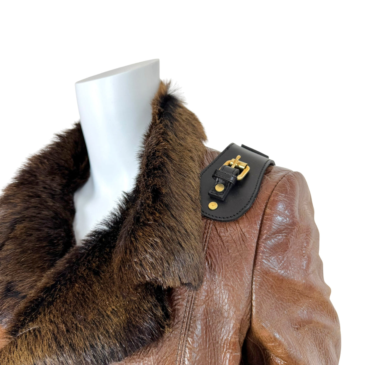 Dsquared2 Brown Leather & Fur Jacket