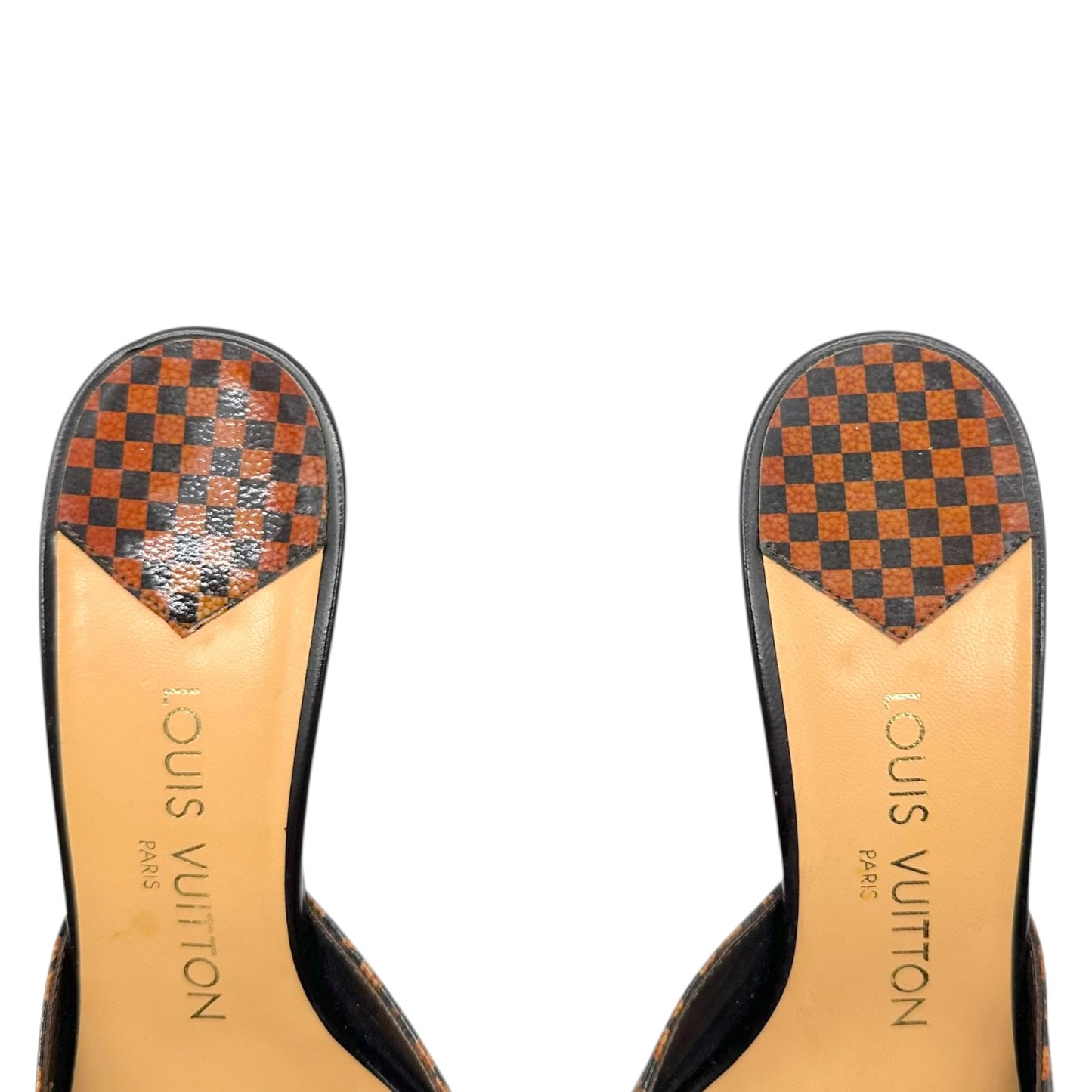 Louis Vuitton Brown Damier Kitten Heel Mules