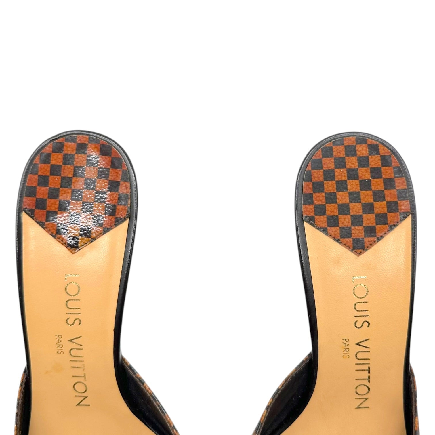 Louis Vuitton Brown Damier Kitten Heel Mules