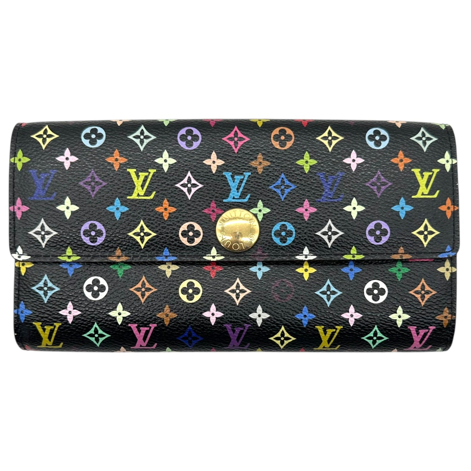 Louis Vuitton Black Murakami Multicolor Monogram Sarah Long Wallet - Outfit Repeater