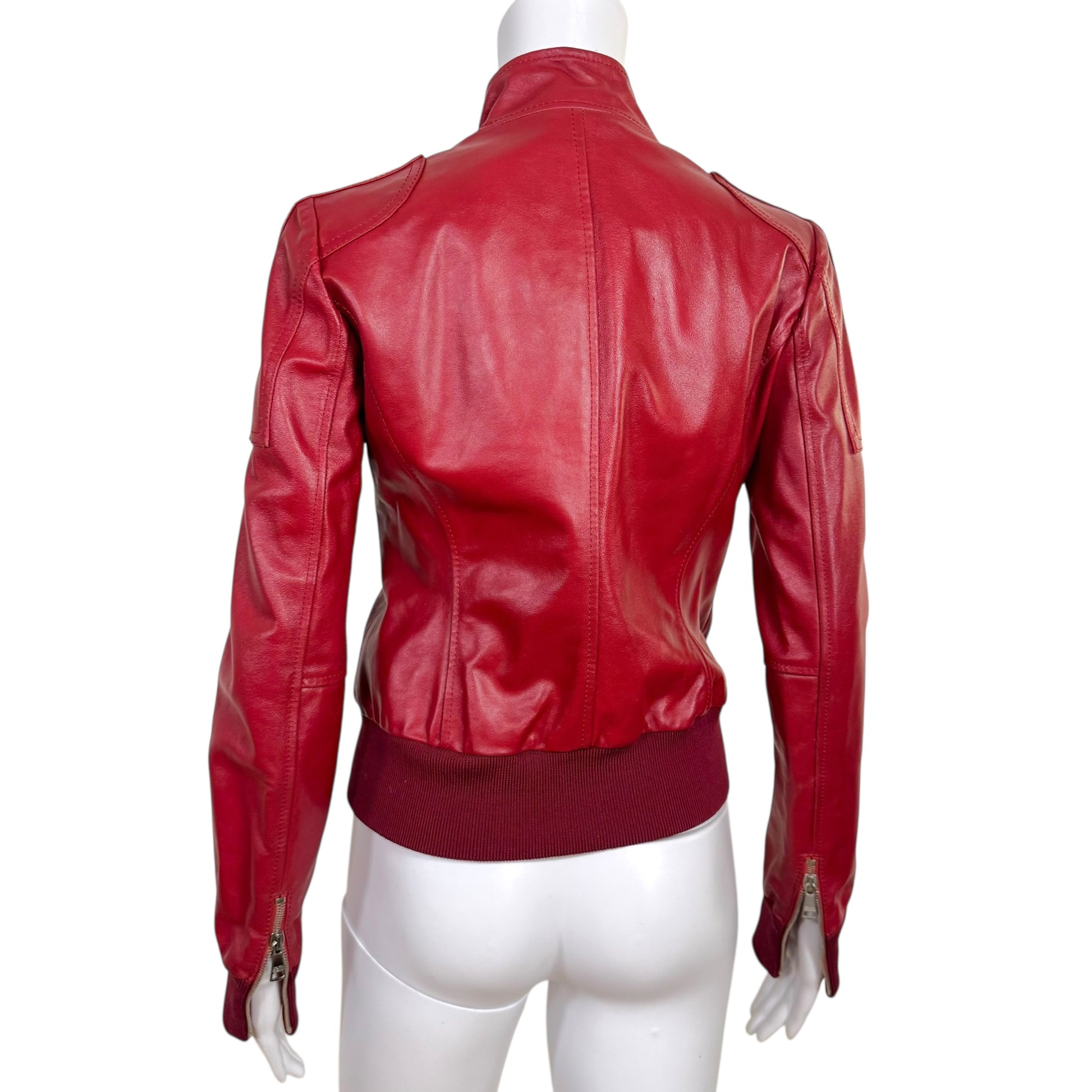 Dolce & Gabbana Red Leather Bomber Jacket - Outfit Repeater