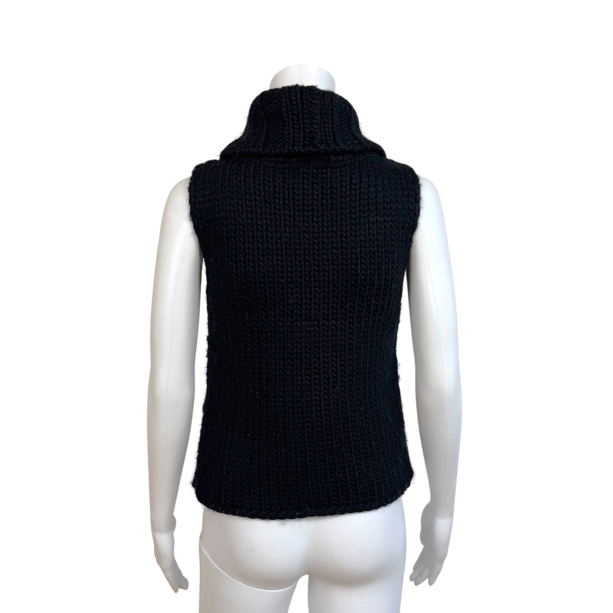 Gucci Sleeveless Turtleneck Sweater Black Heavy Knit