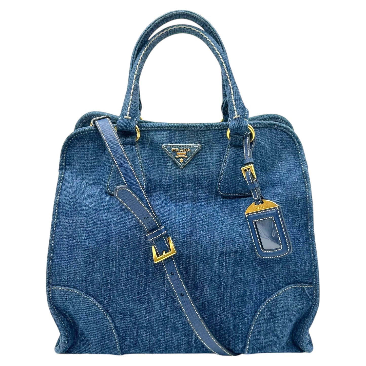 Prada Dark Wash Denim 2-Way Satchel Bag