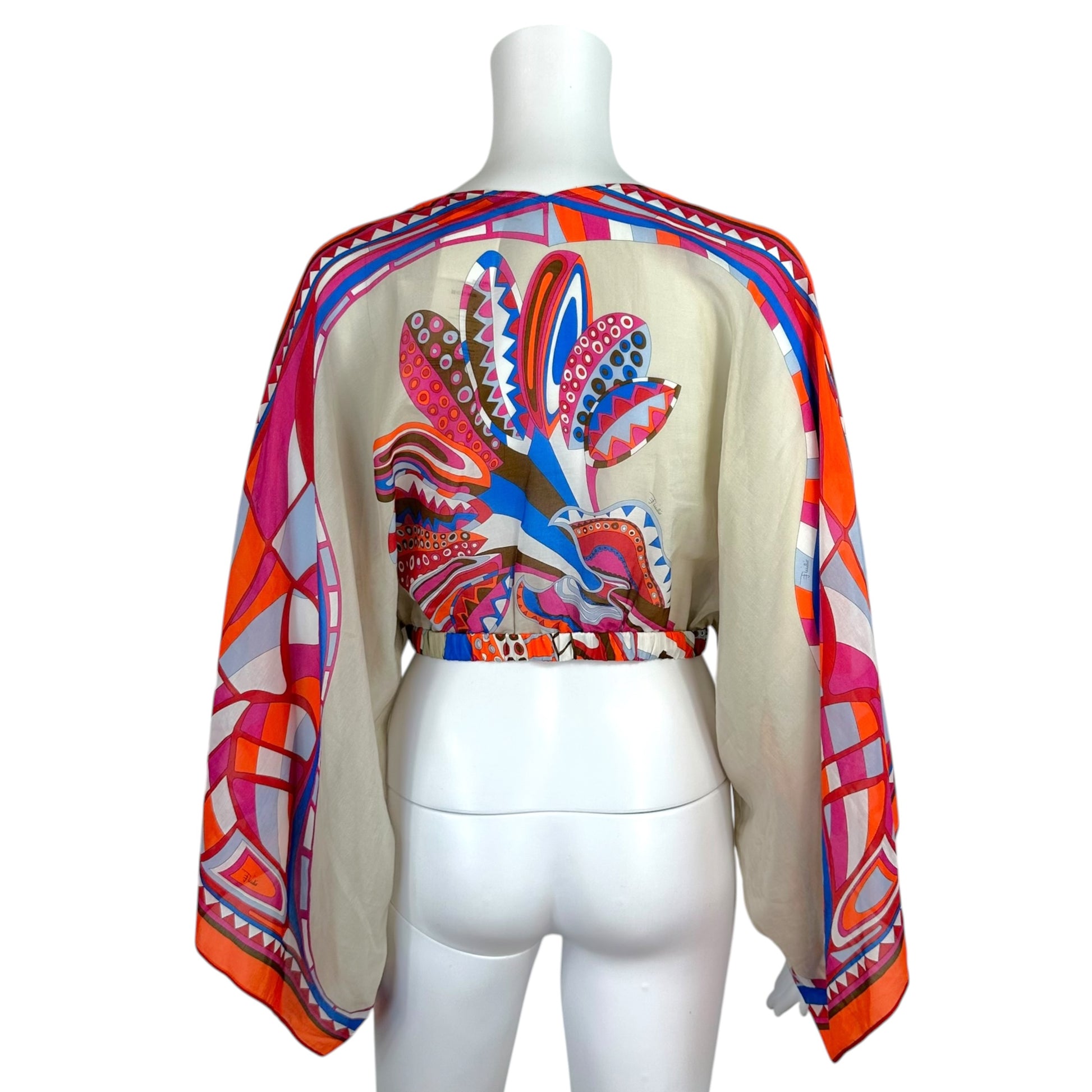 Emilio Pucci Cropped Multicolor Printed Blouse