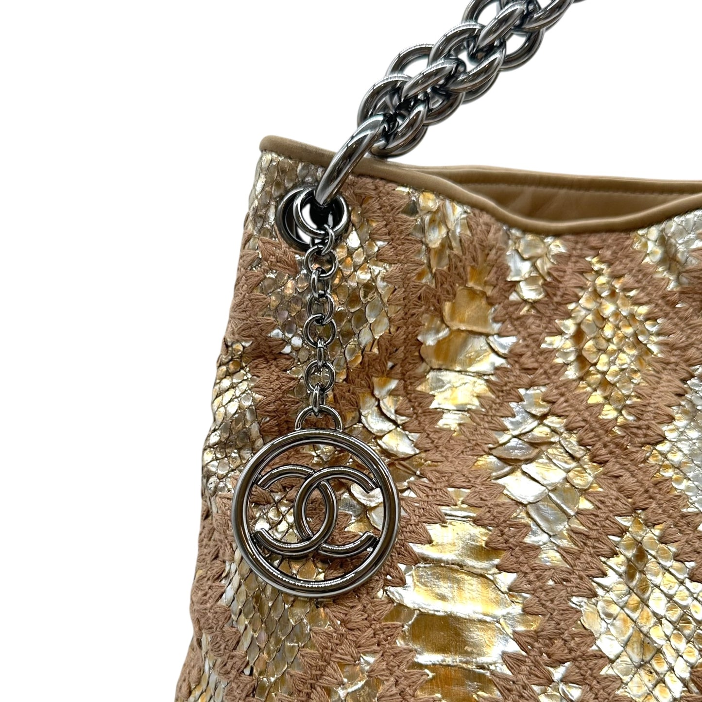 Chanel Gold & Pink Python Soft & Chain Hobo Bag