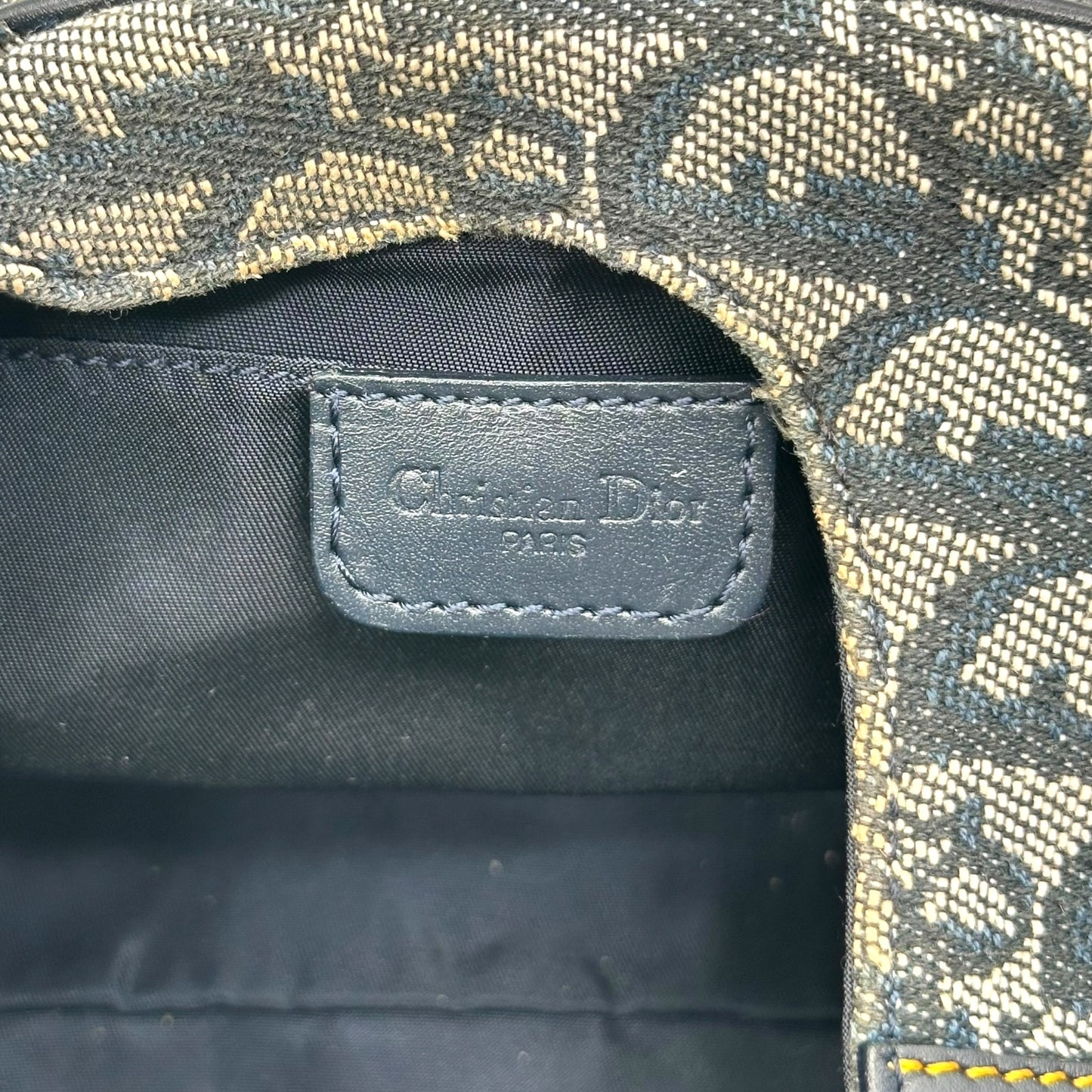 Christian Dior Navy Blue Trotter Monogram Mini Bowler Bag