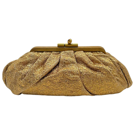 Chanel Gold Crinkled Leather Clutch Bag 2006-08