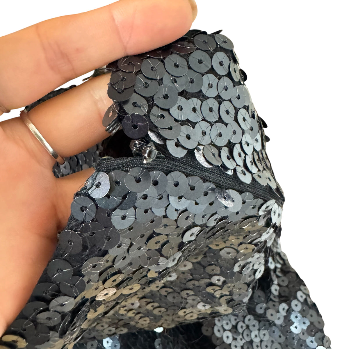 Chanel Black Sequin Embellished Silk Midi Skirt