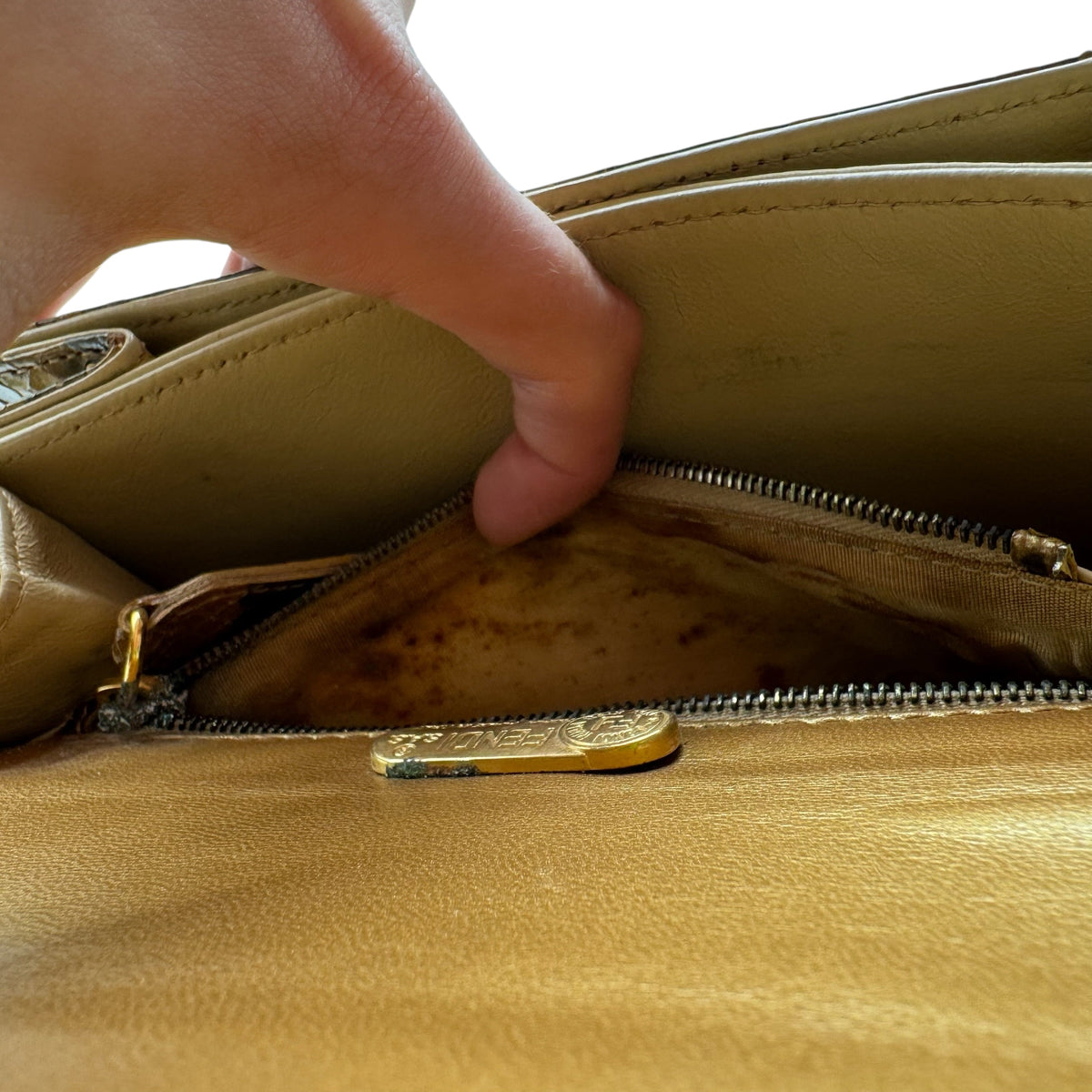 Fendi Brown Python Baguette Shoulder Bag
