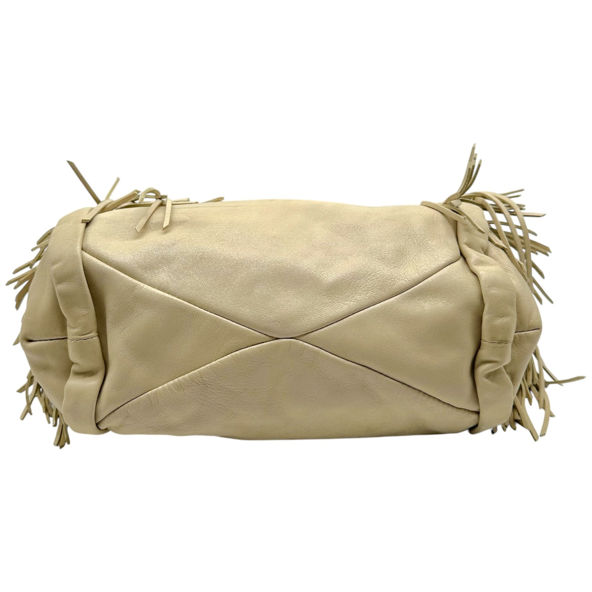 Celine Hobo Shoulder Bag Ivory Leather Fringe Trim