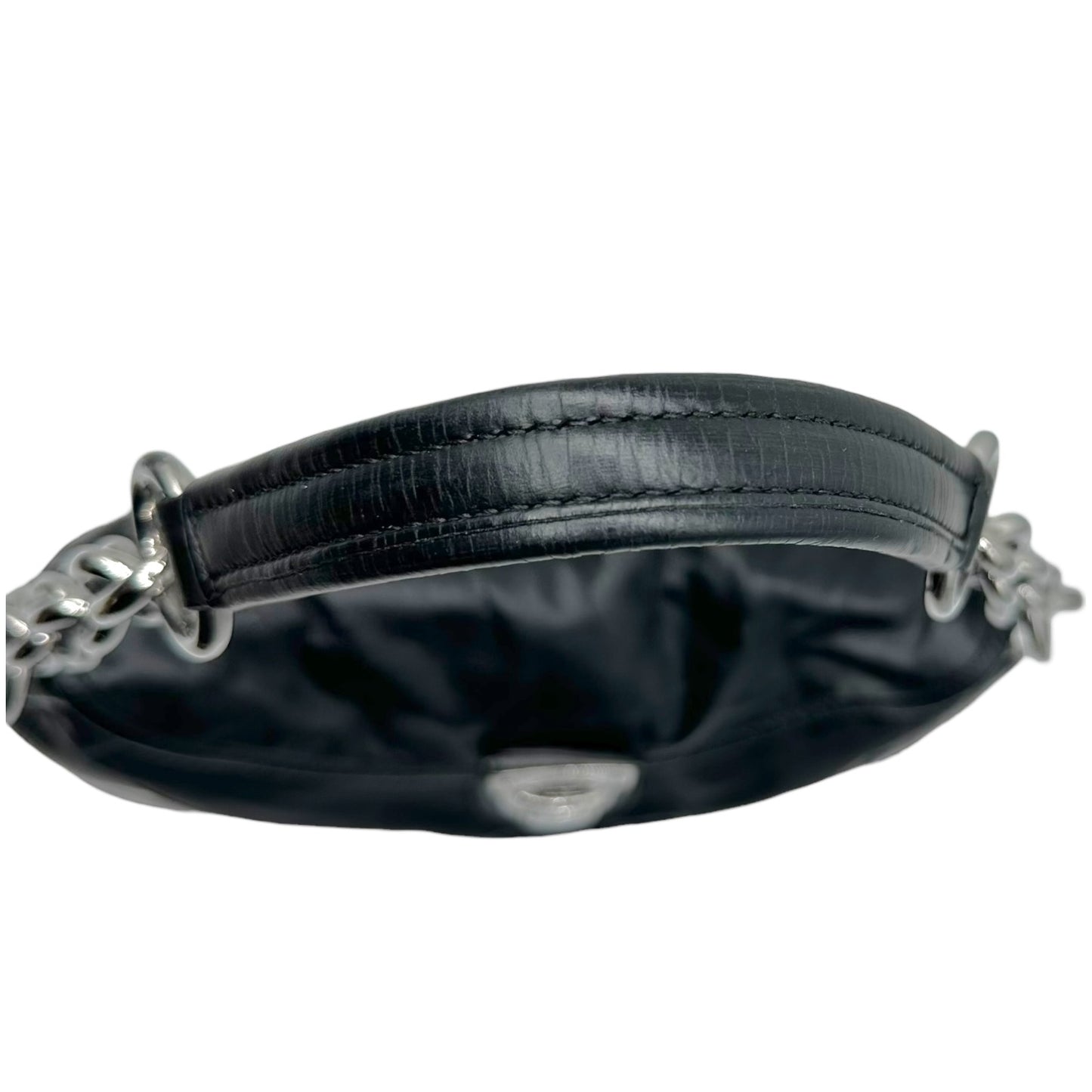 Prada Black Leather & Nylon Chain Strap Shoulder Bag