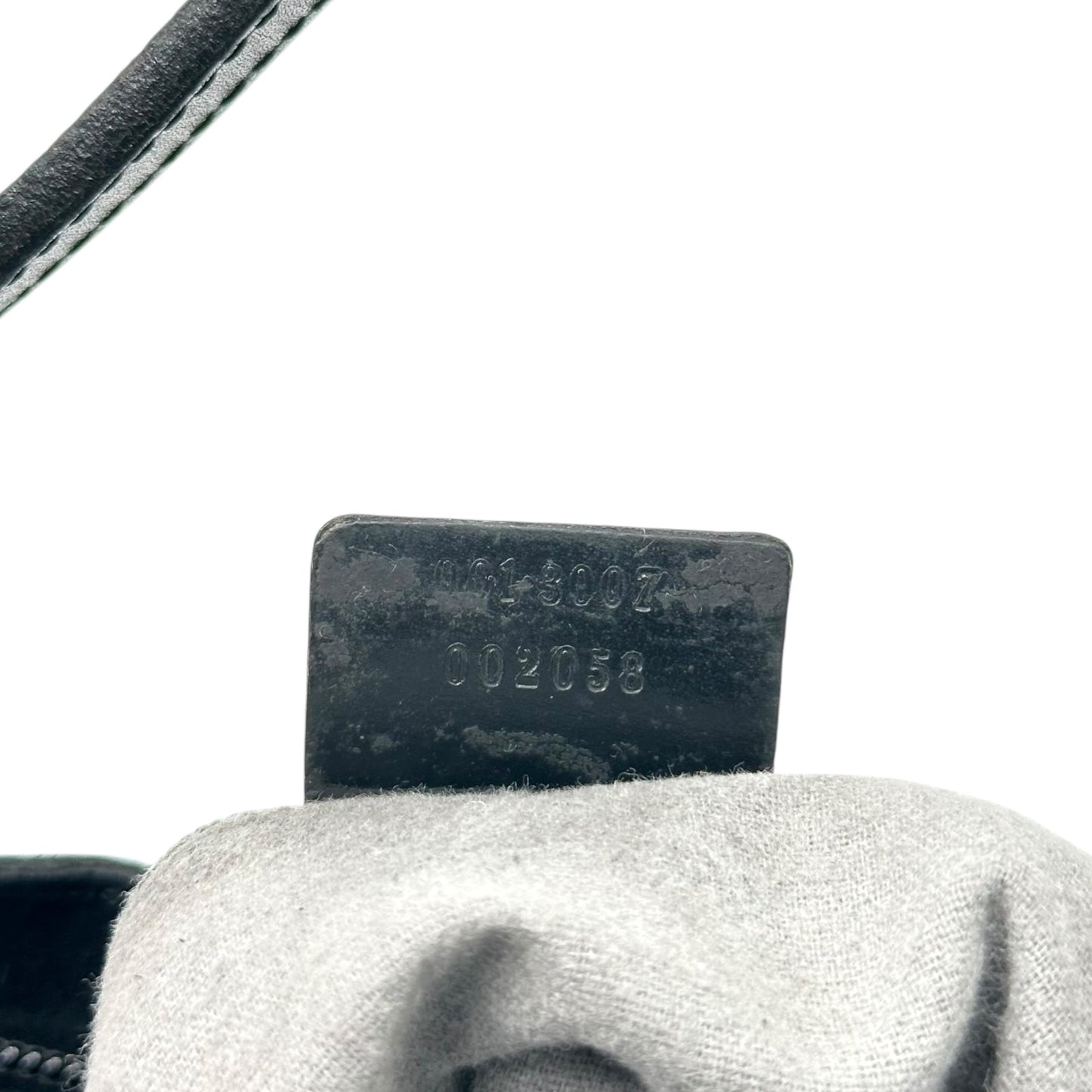 Gucci by Tom Ford Black Embossed Suede Monogram Shoulder Bag