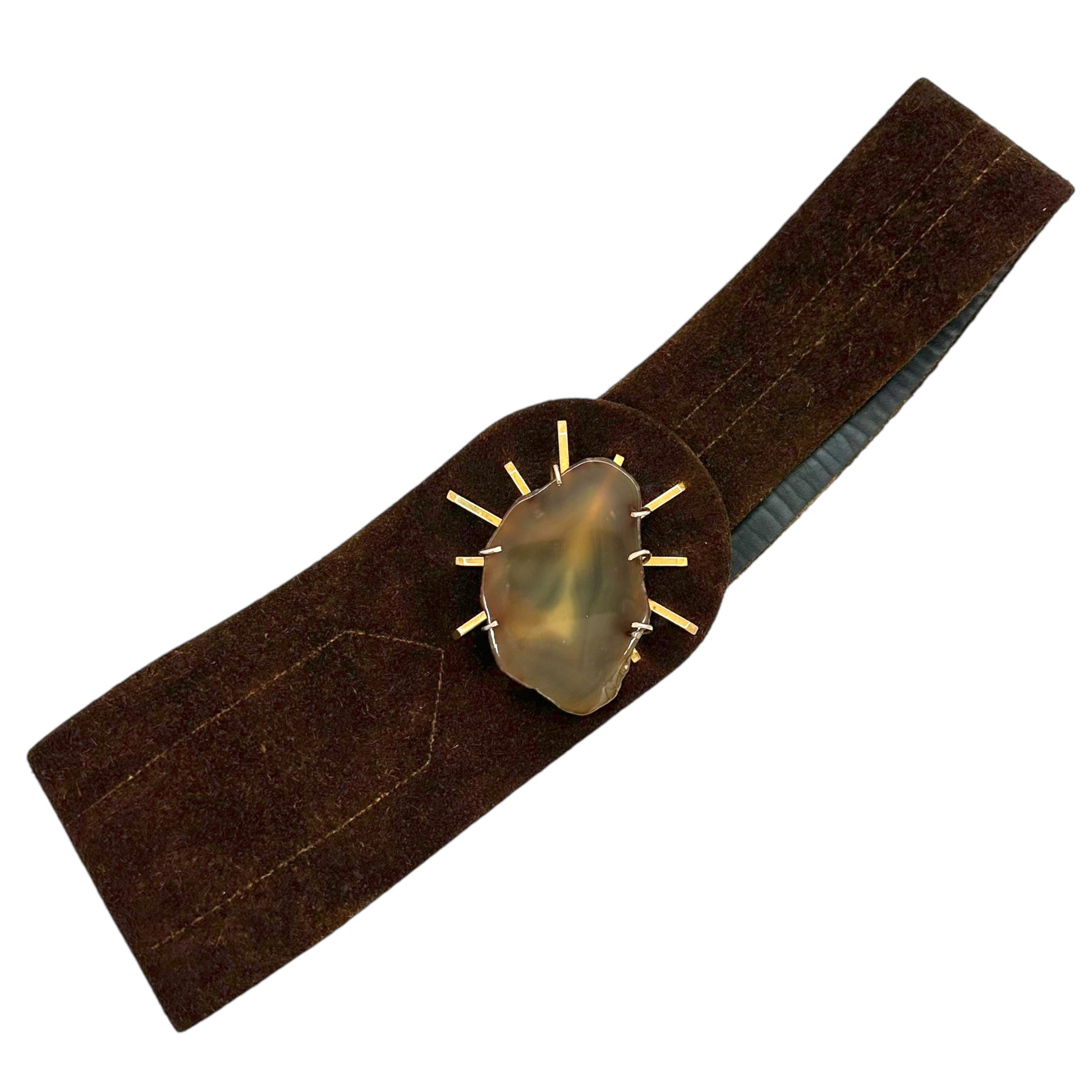 Christian Dior 1970's Brown Suede Agate Crystal Belt - Outfit Repeater
