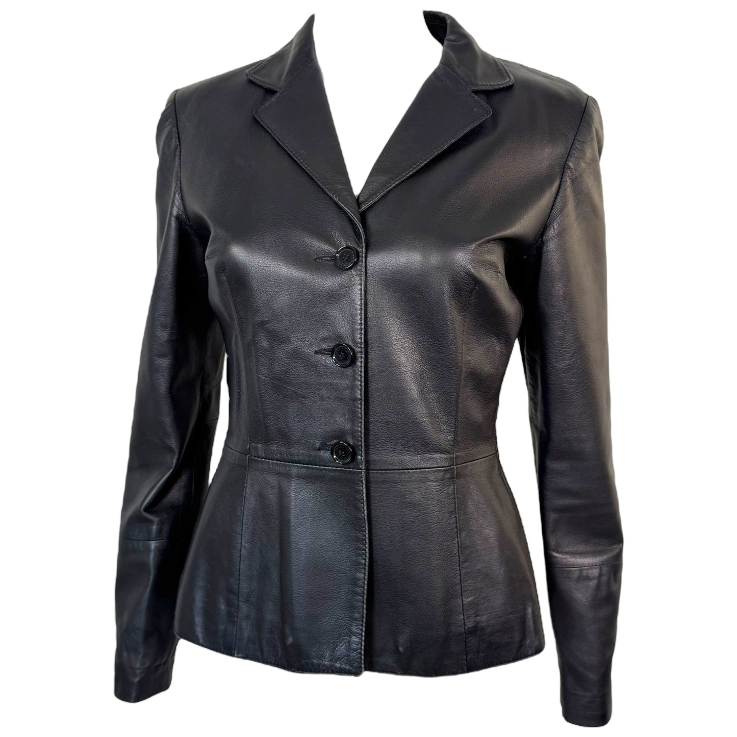 Dolce & Gabbana Black Leather Blazer Jacket - Outfit Repeater
