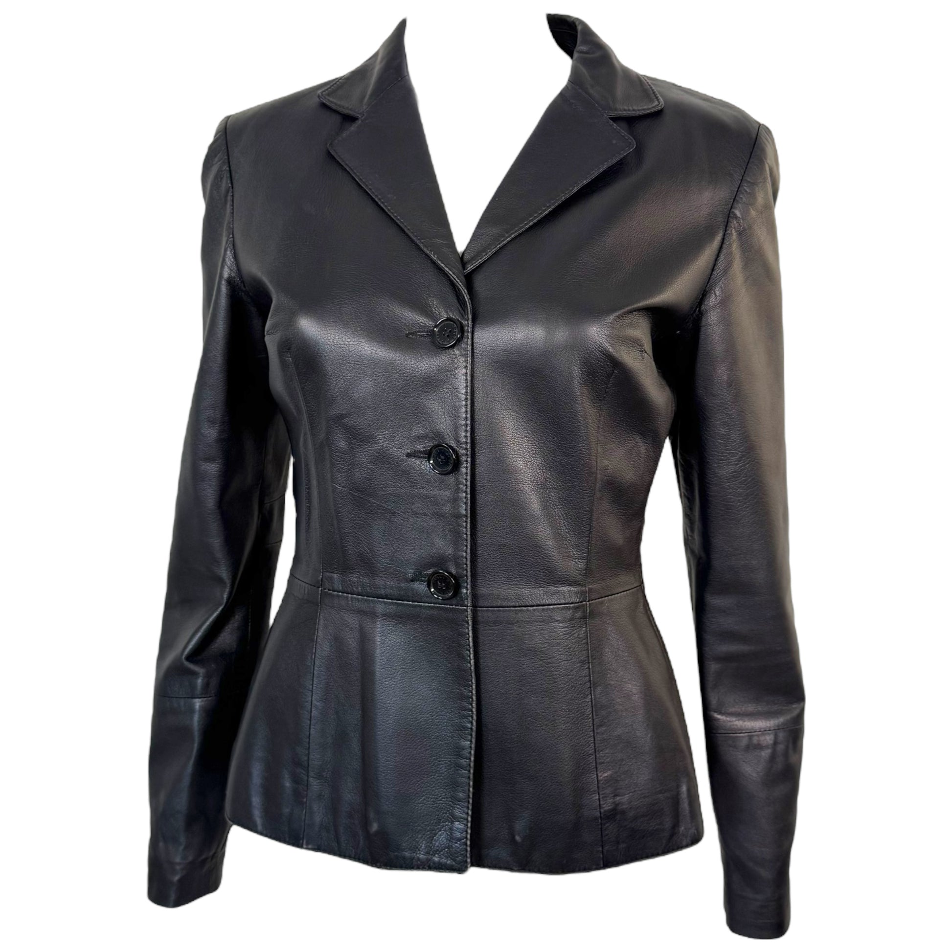 Dolce & Gabbana Black Leather Blazer Jacket - Outfit Repeater