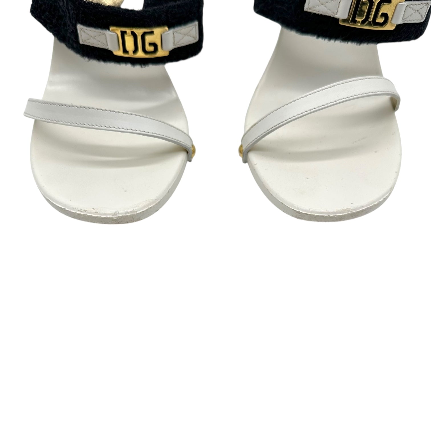 Dolce & Gabbana White & Black Heeled Sandals - Outfit Repeater