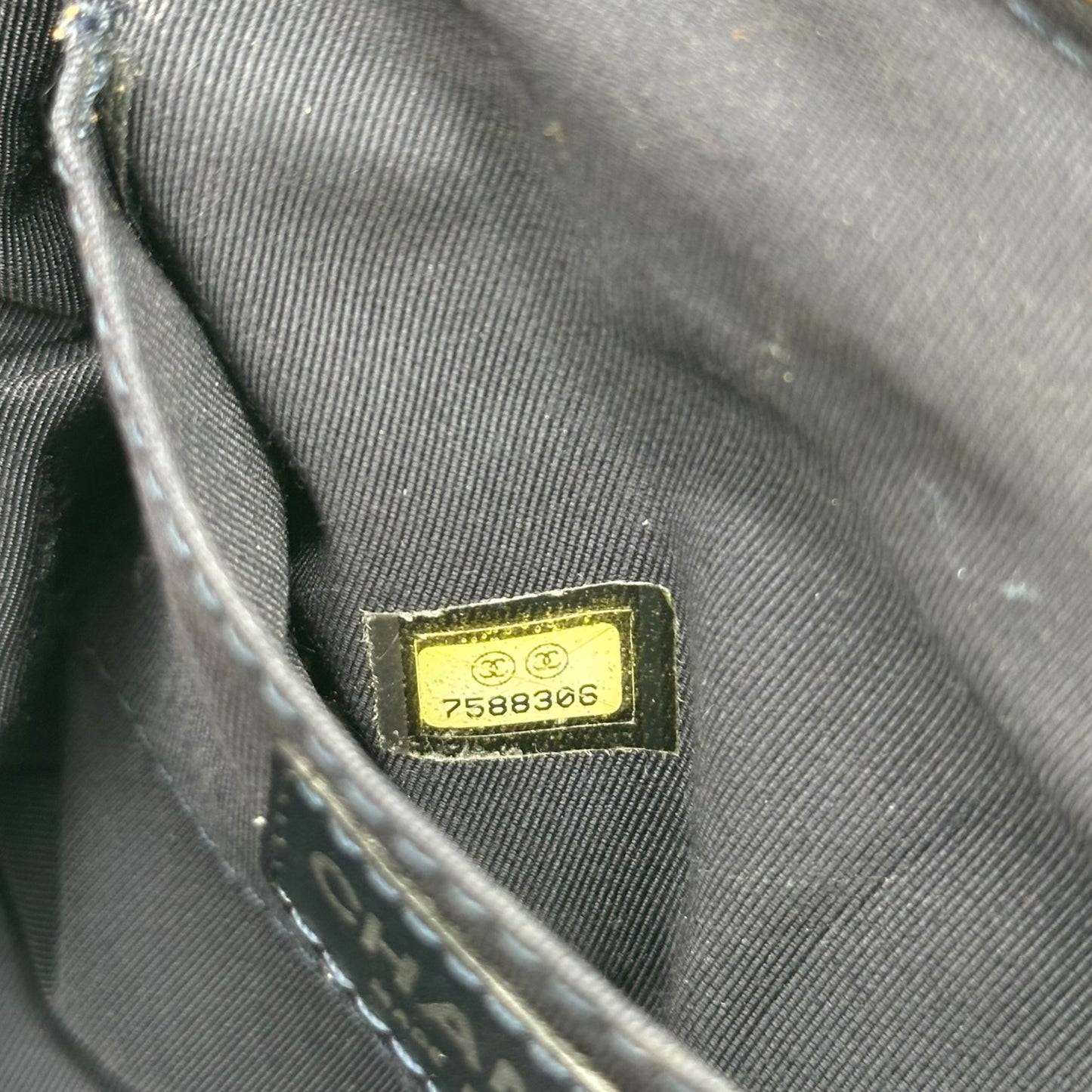 Chanel Yellow & Navy Clover Print Kisslock Bag