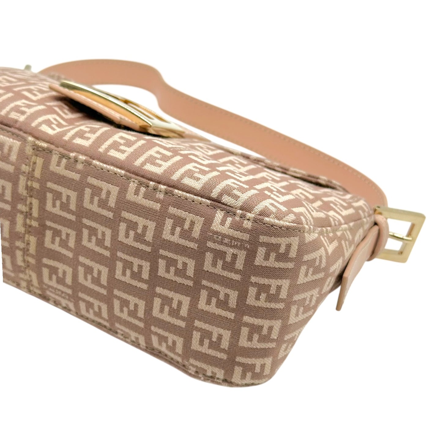 Fendi Pink Zucchino Monogram Fold-Over Baguette Bag