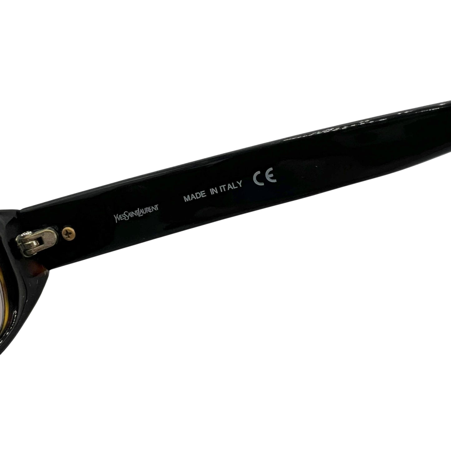 Yves Saint Laurent Rive Gauche Black & Gold Studded Slim Rectangle Sunglasses YSL-4010J w/ Case