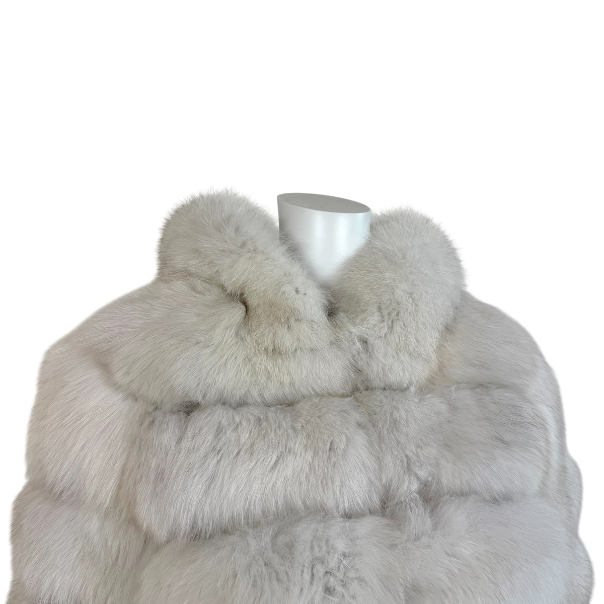 White Cropped Hooded Fox Fur Coat