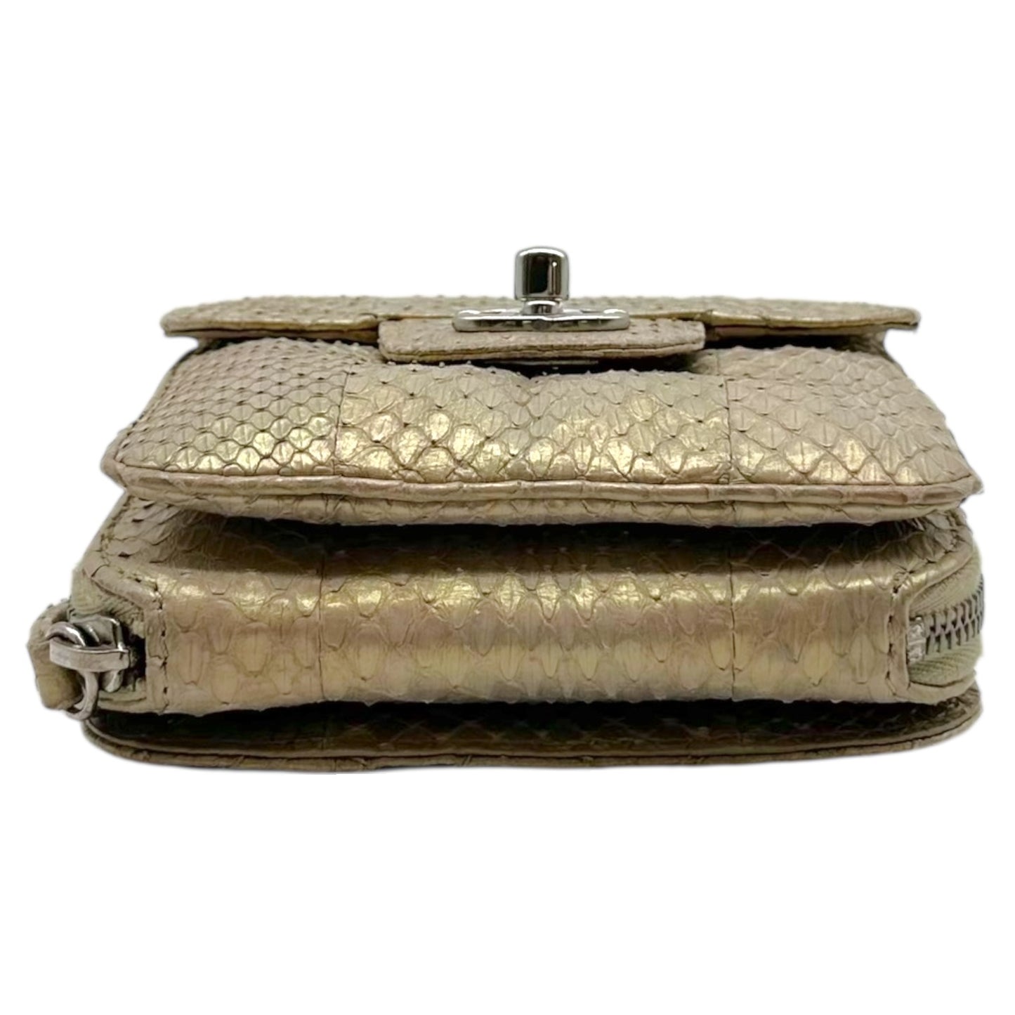 Chanel Gold Python & Silver Hardware Square Wallet On Chain Crossbody Bag 2012