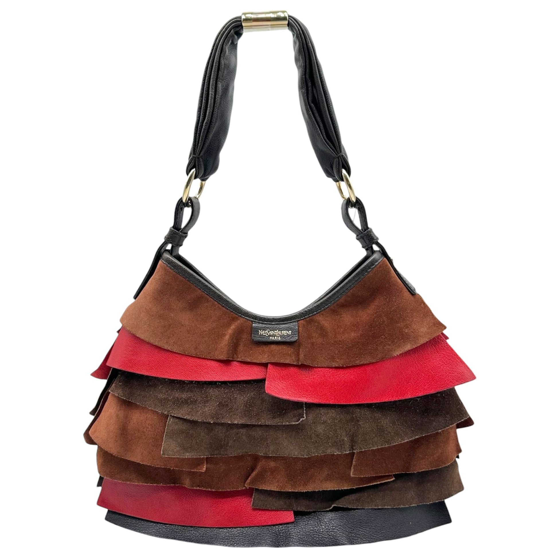 Yves Saint Laurent Small St. Tropez Bag Red Brown Suede