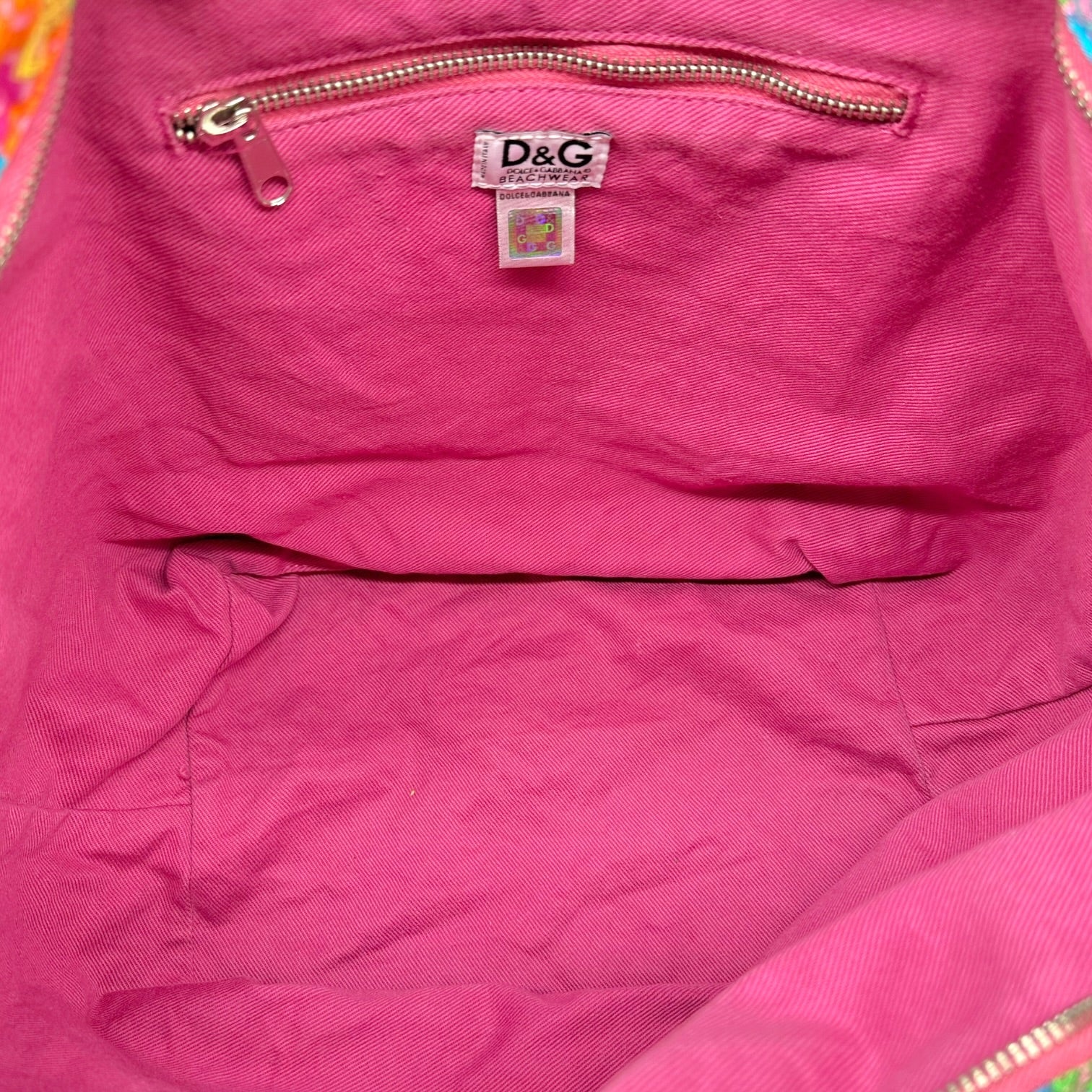 D&G Beach Tote Bag Rainbow Logo Durable Fabric