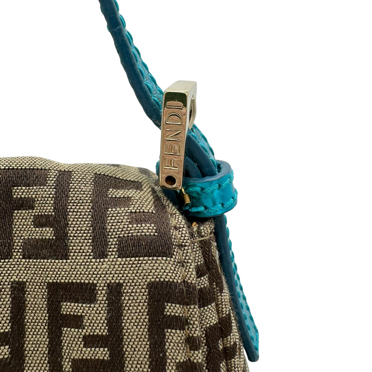 Fendi Zucca Mini Mama Baguette Bag w/ Blue - Outfit Repeater