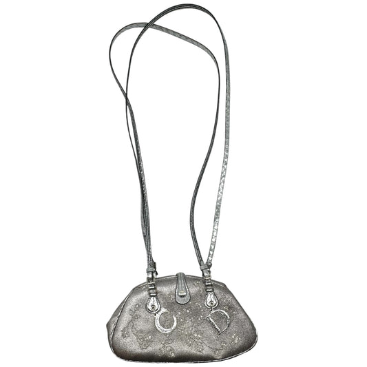 Christian Dior Silver Python Beaded Suede Crossbody Bag