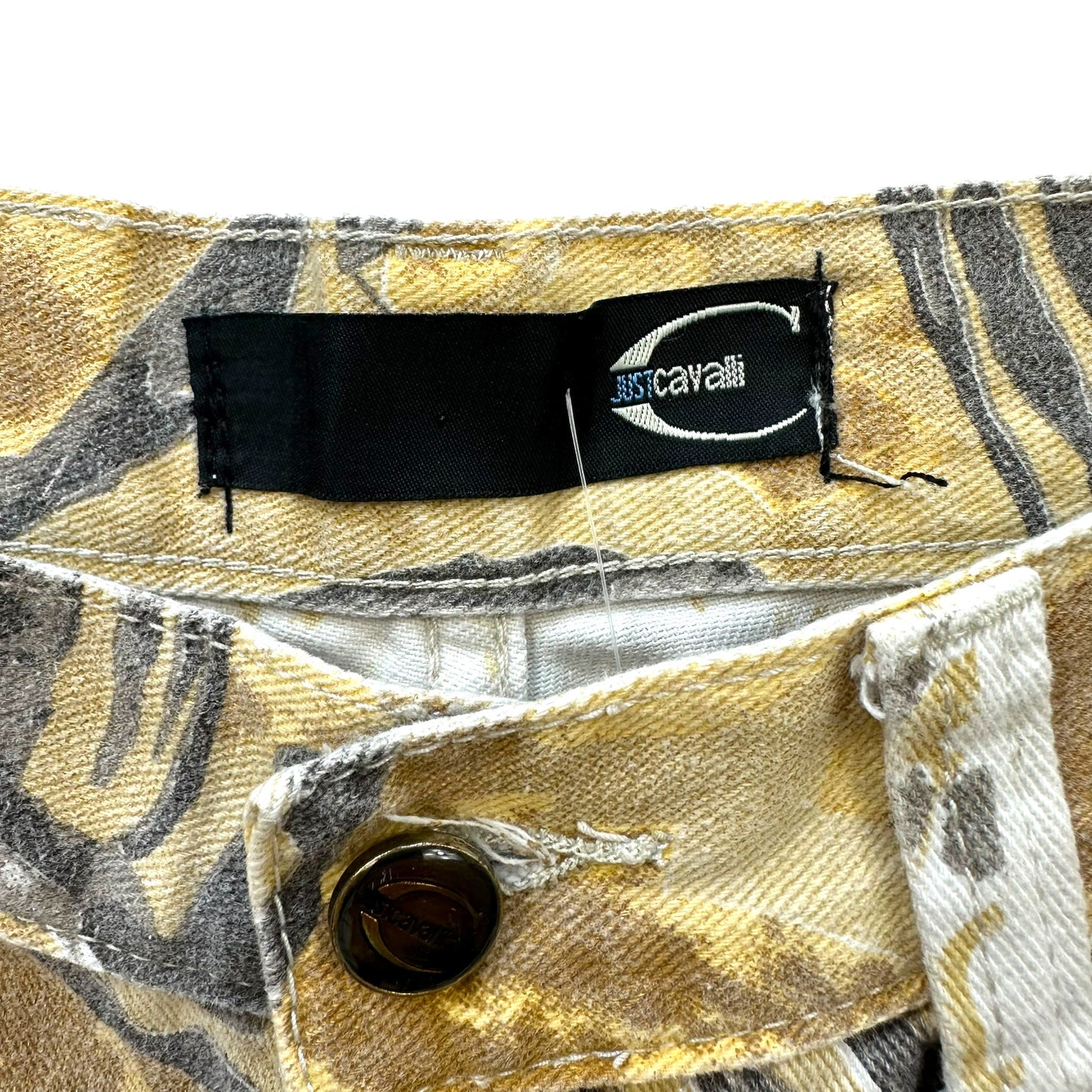 Just Cavalli Roberto Cavalli Beige Animal Print Jeans