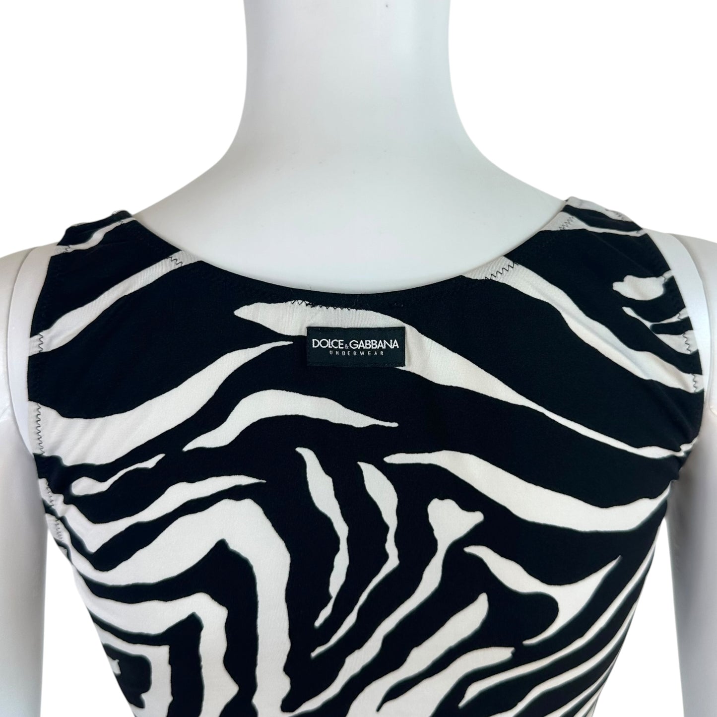 Dolce & Gabbana Zebra Print Tank Top Black White Fitted