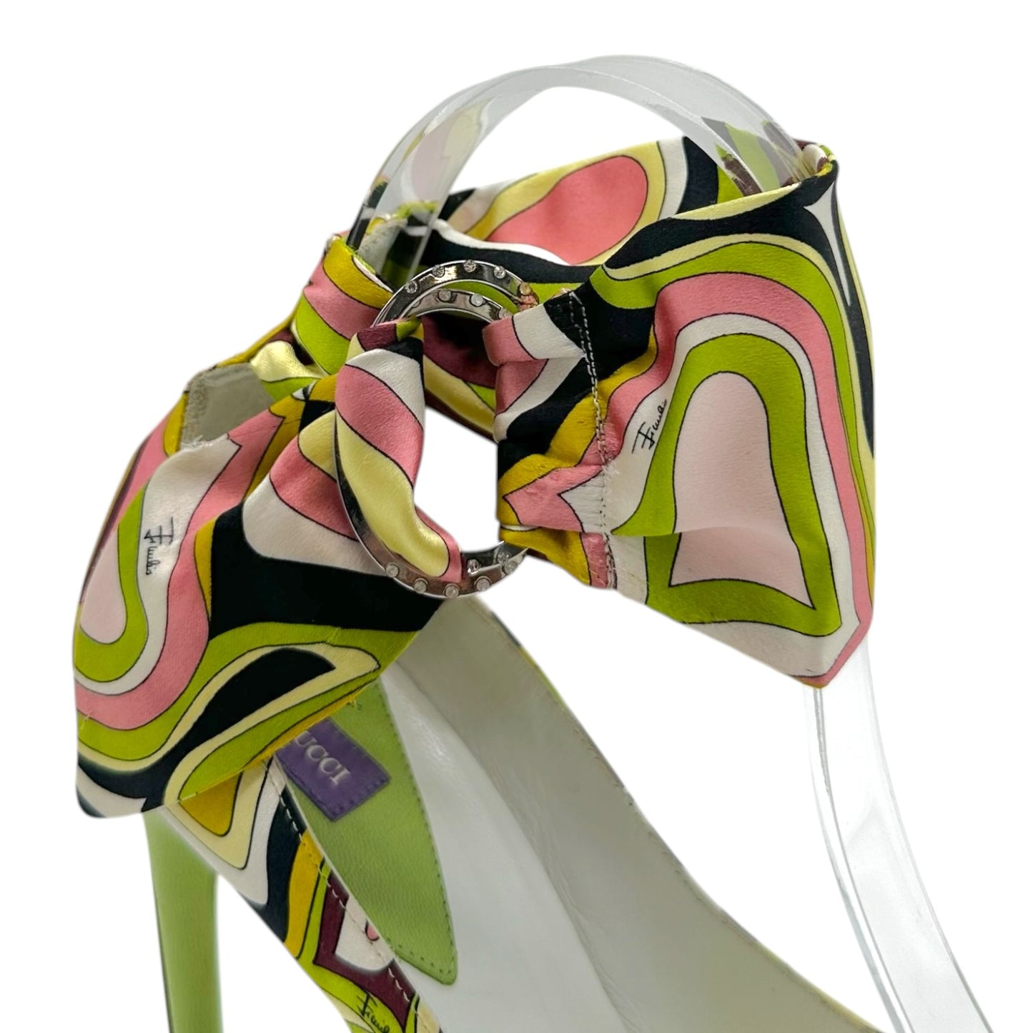 Emilio Pucci Multicolor Patterned Silk Pointed Toe Heels