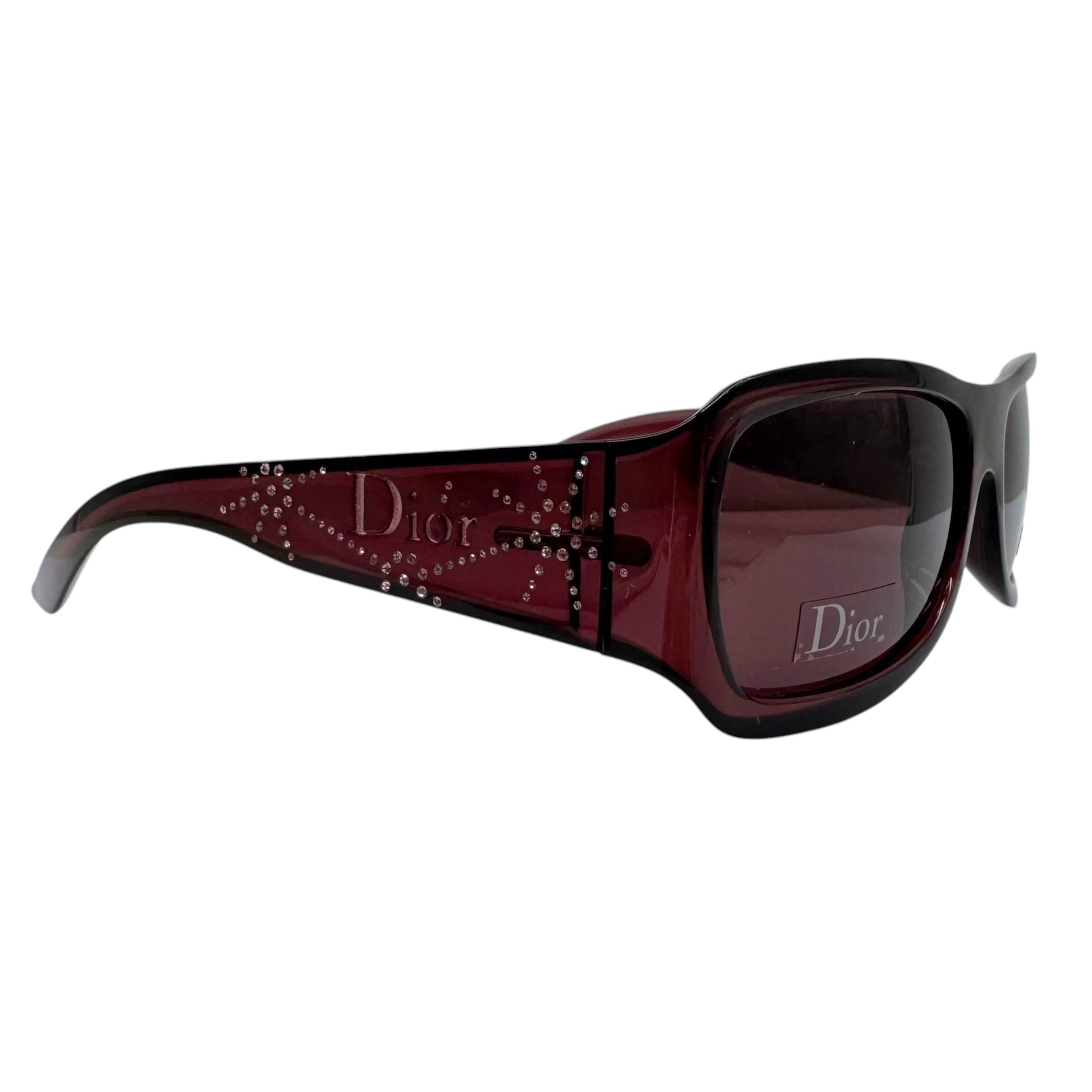 Christian Dior Shield Sunglasses Burgundy Pink Crystal