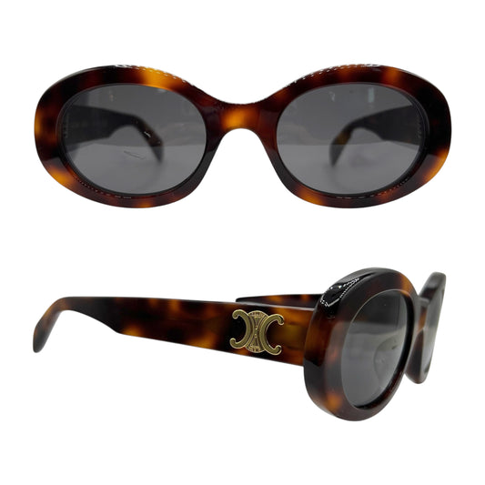 Celine Tortoise Oval Sunglasses w/ Gold Triomphe Logo CL40194U