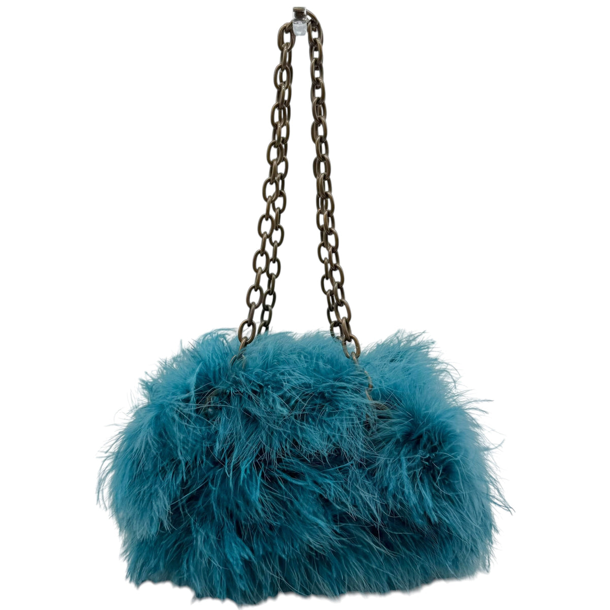 Alberta Ferretti Turquoise Ostrich Feather Shoulder Bag